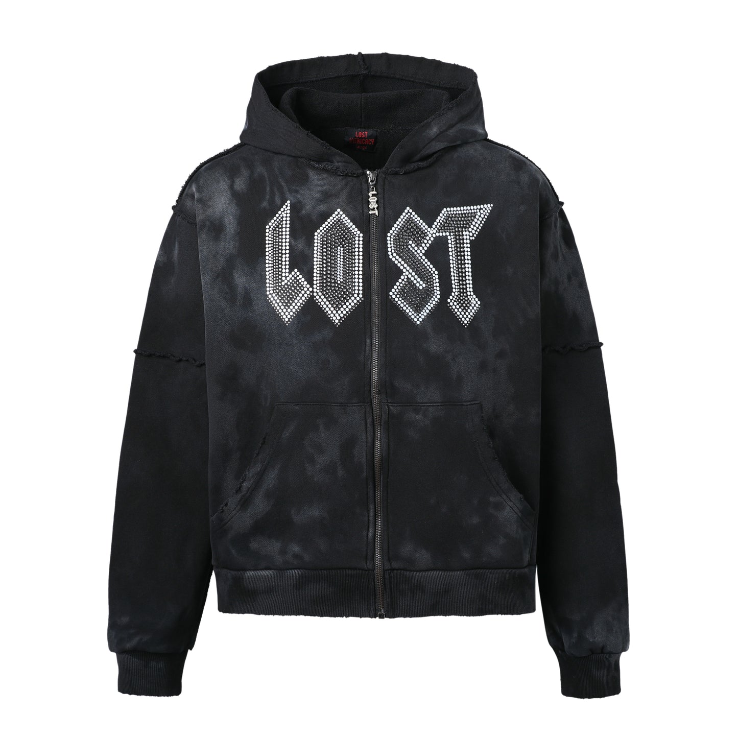 BLACK SPLATTER RHINESTONE HOODIE