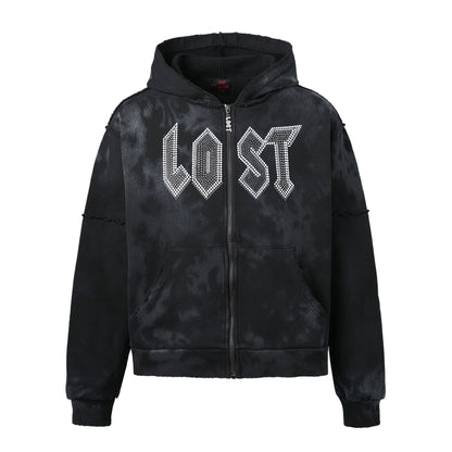 BLACK SPLATTER RHINESTONE HOODIE